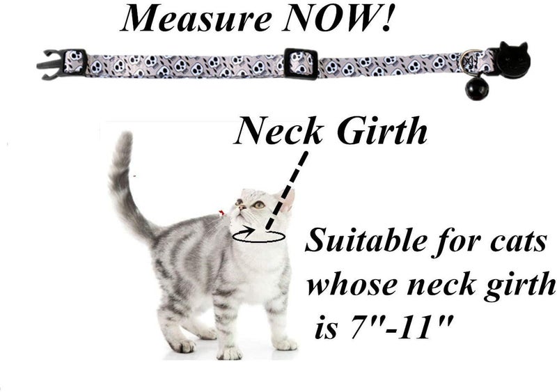 BoomBone 2 Pack Skull Cat Collar,Breakaway Kitten Collars with Bell for Halloween - Image 3